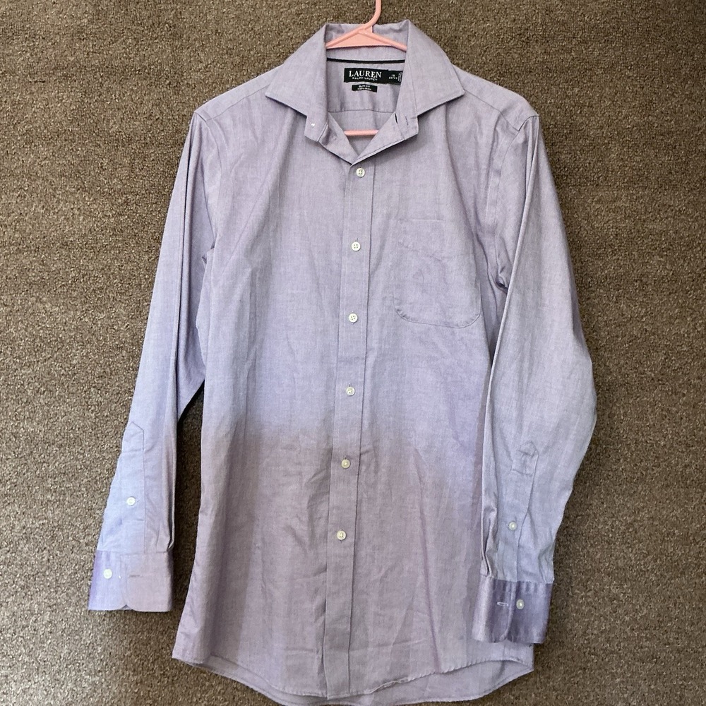 Lauren Ralph Lauren Black Label Men Slim Fit Button Down Shirt Lavender 15 32/33